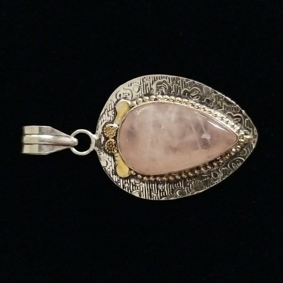 Jewelry - New, Large Rose Quartz Teardrop Statement Pendant